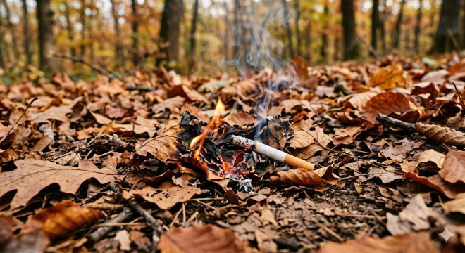 可燃物付近での喫煙